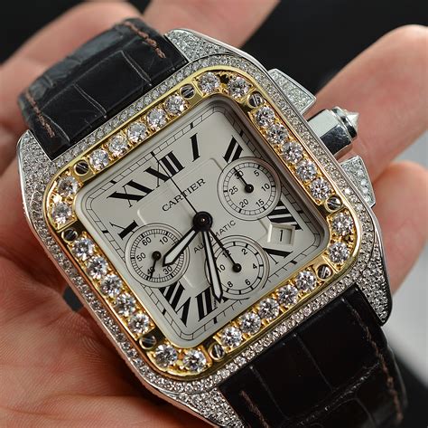 cartier gold watch with diamonds